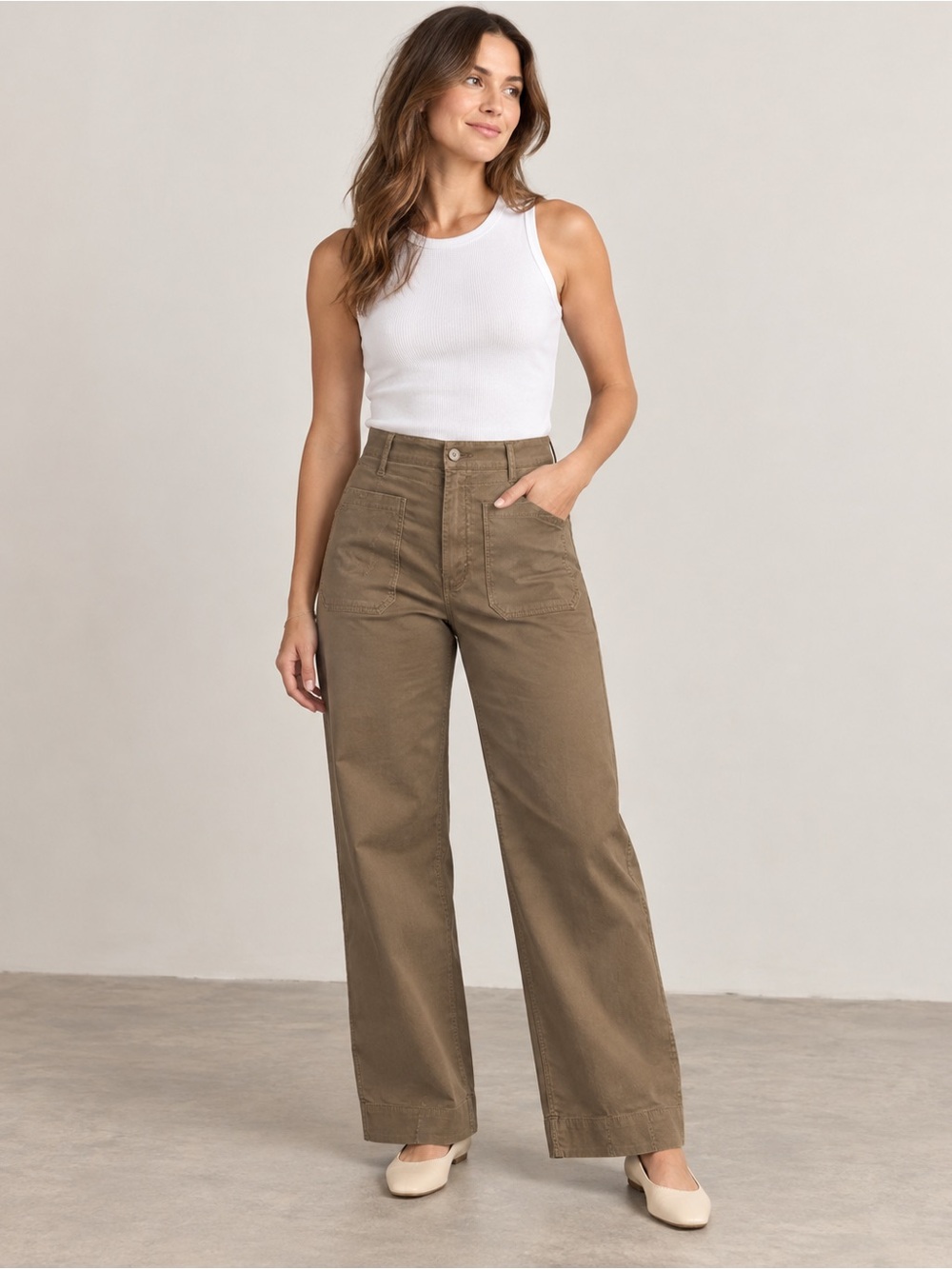 Maeve Anthropologie The Colette Olive High Rise Wide Leg Pants Size 33 NWOT